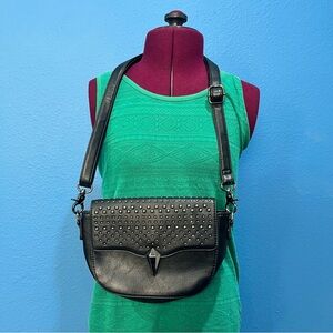 Hard Rock Cafe Studded Punk Black Faux Leather Crossbody Bag